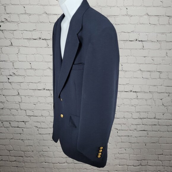 Trophy Club Navy 2 Gold Button Single Vented Notch Blazer Sport Coat 43R - Picture 13 of 15